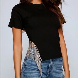 VOILÀ | Top with Rhinestone Fringe